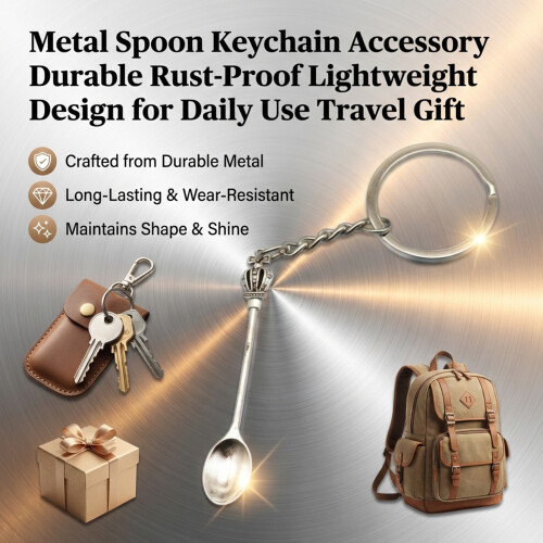 (Ancient Silver) Durable Metal Spoon Keychain - Travel Gift 1
