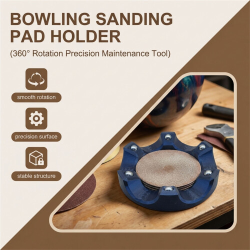 (Black) 360 Bowling Ball Sanding Pad Rotating Holder