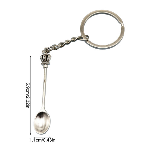 (Ancient Silver) Durable Metal Spoon Keychain - Travel Gift 2