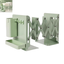 (【Extra thickened and widened】Matcha green/Give awa) Expandable Metal Bookends - Non-slip for Office & Home