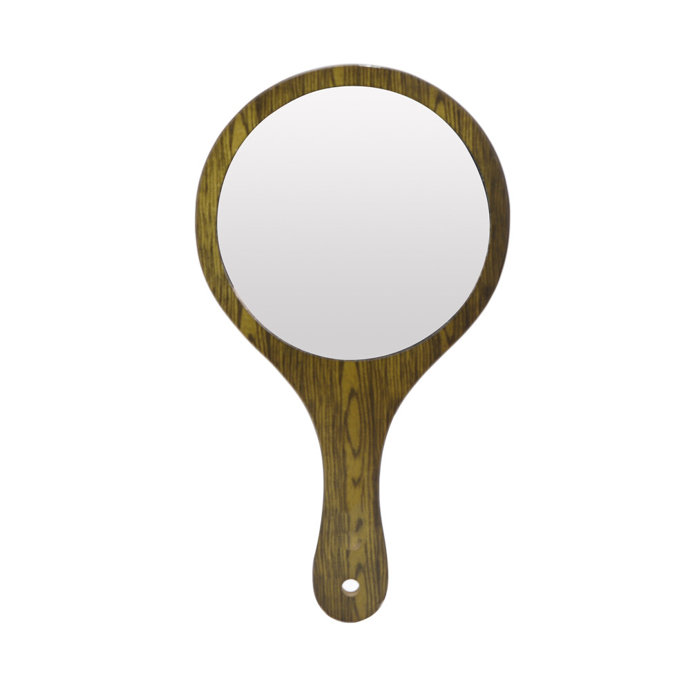 Vintage Vanity Mirror Handheld Cosmetic Mirror with Wooden Frame Portable Makeup Mirror Easy to Hang and Store Simple Mirror Design Clear Glass