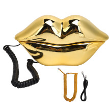 European Style Home Telephone Corded Landline Phone Fashionable Design Gold Finish Clear Sound Quality Durable Construction Home Decoration Multi
