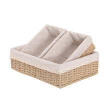 Handcrafted Metal Core Wicker Storage Baskets Set Eco-Friendly Reusable Organizing Bins With Liner For Bedroom Bathroom Kitchen Pantry