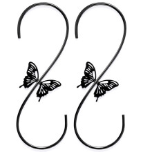 Versatile Plant Hanger Hook For Garden Ornaments, Rust Resistant Metal S Hook, Decorative Butterfly Design Bird Feeder Hanger For Hanging Lanterns
