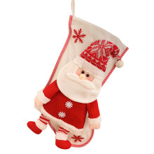 Festive Snowman Xmas Sock For Fireplace Mantel Polyresin Figurine Set Companion Decorative String Lights Accented Christmas Stocking Gift Bag