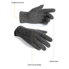 Winter Knit Gloves for Men Touchscreen Windproof Warm Gray One Size