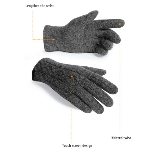 Winter Knit Gloves for Men Touchscreen Windproof Warm Gray One Size
