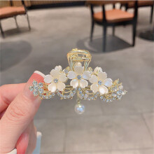 (Peach blossom tassel grab clip) Vintage Lily Hair Clip with Tassel - Baroque Style