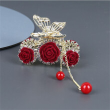 (Three rose tassels grab) Vintage Lily Hair Clip with Tassel - Baroque Style