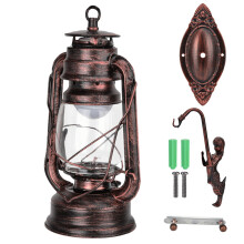 Outdoor Wall Lantern Light Rustic Wall Sconce Vintage Lighting With Frosted Shade Metal Stake Decorations Solar Powered Outdoor Decor