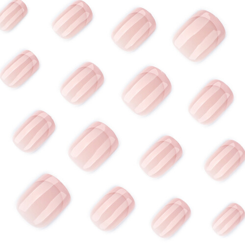 French Pink Square False Nails 24Pcs Eco-Friendly ABS