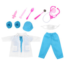 1Set 18-Zoll Puppenkleiderset Thema Mit Blauem Mantel Und Zubehör