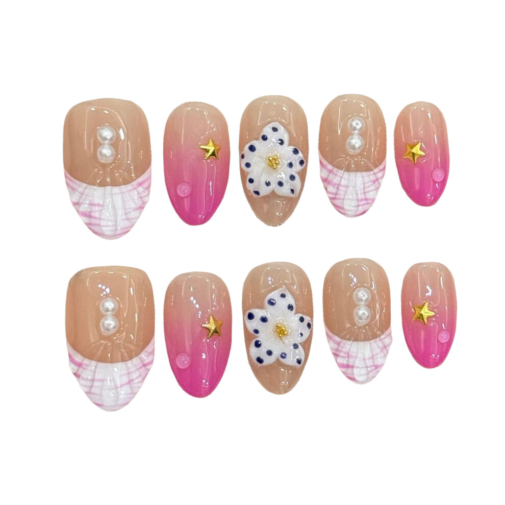 Dachuang Beauty (S) 10Pcs Pink Gradient Fake Nails, Easy Diy