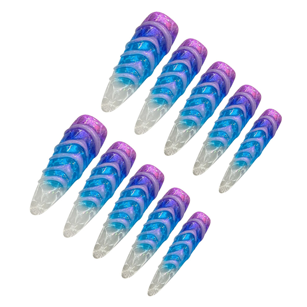Dachuang Beauty Blue (M) Eco-Friendly Mauve Gradient Fake Nails - 50 Char