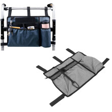 Sac étanche de rangement latéral pour fauteuil roulant gris - Organisateur suspendu pour accoudoir portable