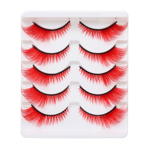 (red) Sensitive Skin False Eyelashes - Lightweight & Comfortable