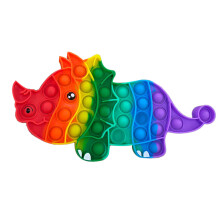 (Triceratops Rainbow) Stress Relief Silicone Train Toy for Kids & Adults