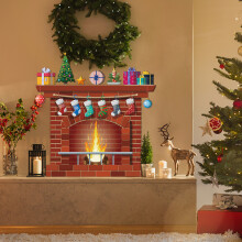 Festive Fireplace Wall Stickers - Easy Home Decor
