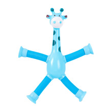 (Blue [without light] Giraffe) Giraffe Popping Tube Toy for Stress Relief & Travel
