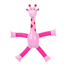 (Pink [with light on the head] Giraffe) Giraffe Popping Tube Toy for Stress Relief & Travel