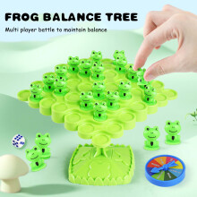 (Green) Kids Balance Tree Frog Game - Stackable Educational Toy