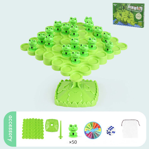 (Green) Kids Balance Tree Frog Game - Stackable Educational Toy 1