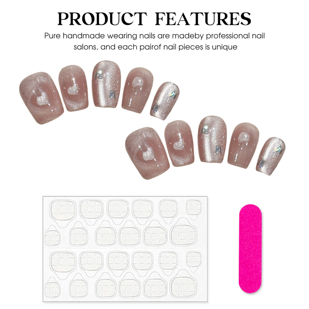 Dachuang Beauty (2166) Cat Eye Fake Nails, Long Lasting, Salon Supply