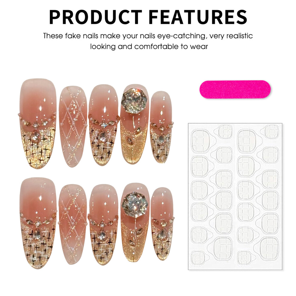 Dachuang Beauty (S) French Cat Eyes Press-On Nails, 10Pcs, Smooth Edge