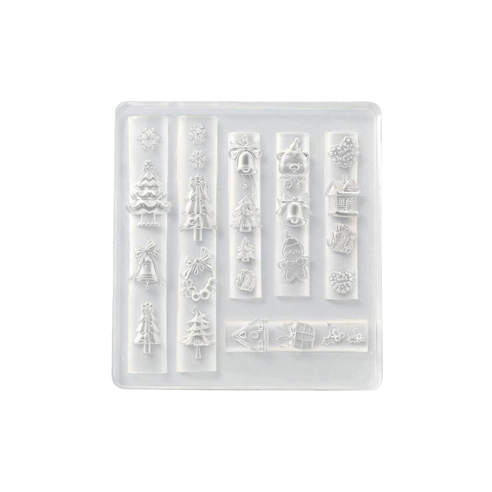 White (6.6Cmx7.1cm, ) Silicone Nail Molds Christmas 3D Nail Diy Mold For Nails Design Reusable Nail Carving Stencils