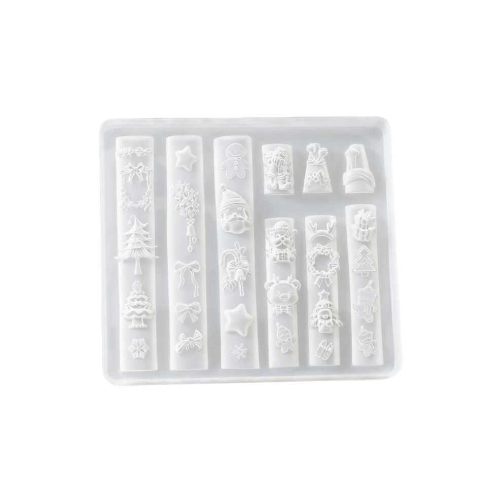 (7.9cmx7.1cm, Transparent) Silicone Nail Molds Christmas 3D Nail DIY Mold for Nails Design Reusable Nail Carving Stencils