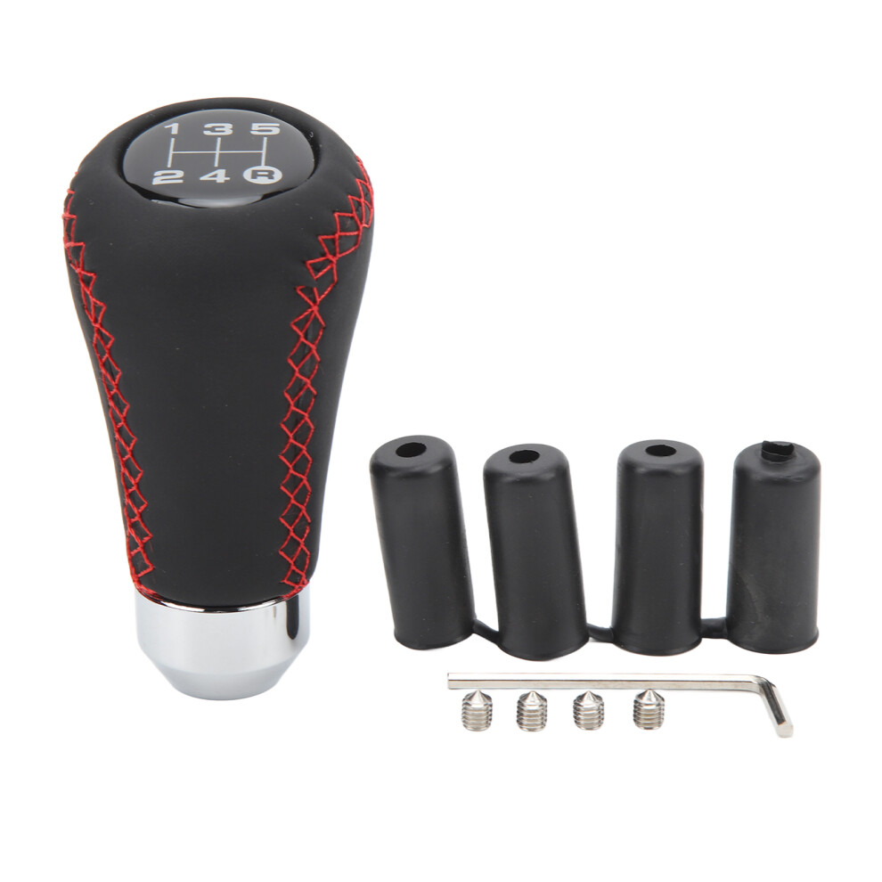 Universal Fit Manual Transmission Shift Knob, Adjustable Adapters5-Speed Lever With Smooth Touch Leather Gear Shifter, Durable Material Construction 9028731868257