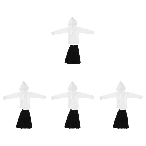 4Sets Elegante Zwarte Pop Hoodie Met Vervangbare Set