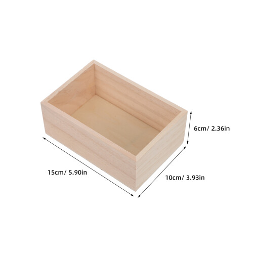 4Pcs Wooden Storage Boxes Rustic Unfinished Craft Organizer for Home 2