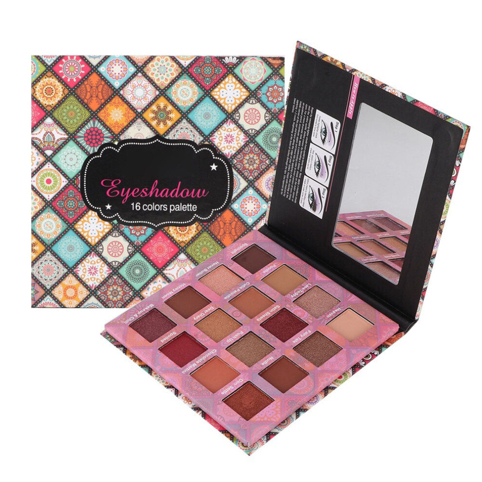 Waterproof Eyeshadow Palette with16Colors, Super Pigmented Matte Metallic Shimmer Glitter Sparkle Pressed Pigments Rich Color Blendable for Long
