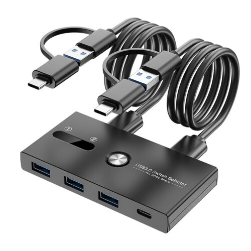 Upgrade TYPE C+USB3.0  2 in 4 Out Printer Sharer Keyboard and Mouse/Scanner USB C KVM