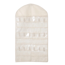 32Pocket Jewelry Organizer Double Sided Transparent Wall Hanging Bag Durable Foldable Closet Accessory Poly Cotton Blend Fabric Multi Functional