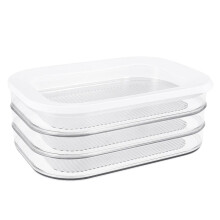 1 with 3 Tier Meat Block Storage Box Sealed Lid Dishwasher Safe Dispensing Refrigerator Container, 1.6L, 550Ml/Pc