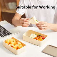 Portable Bento Box with Tableware,Double-Layer Microwave Safe Lunch Box,Leak Proof Food Container for Students