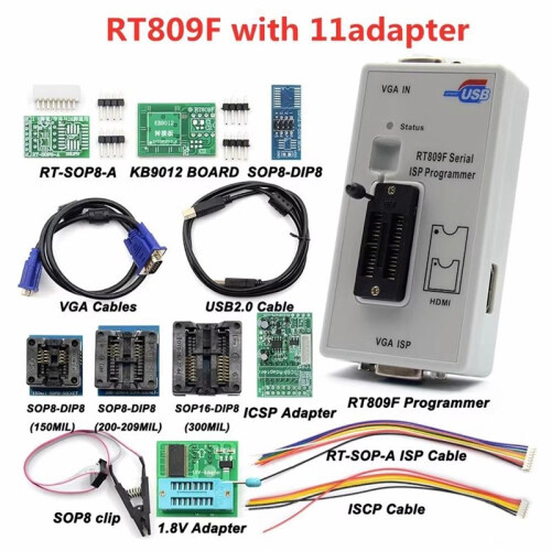 RT809F Serial ISP Programmer Kit with Adapters Universal Programming Tool 1