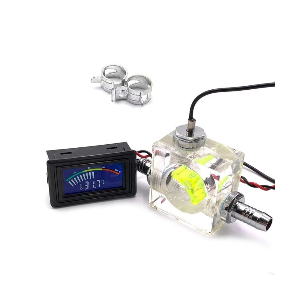 Green 3 Way Flow Meter Led Thermometer For Water Cooling Liquid Cooler Computer Radiator Supplies Temperature Meter