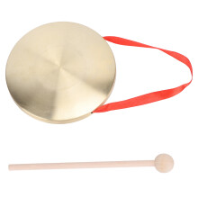 Traditional Brass Gong Tam Tam with Mallet & Red Ribbon for Wedding Festival