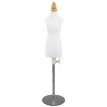 Mini Modebüste Holz Und Stahl Für Schneiderklasse Weiß