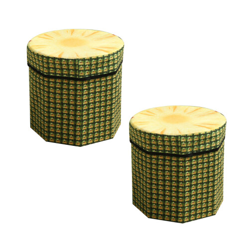 Obstfußhocker Ananas Design Mehrfarbig Faltbar