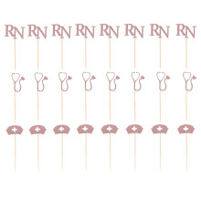 48Pièces Décorations Gâteaux Infirmière Rose Accessoires Party