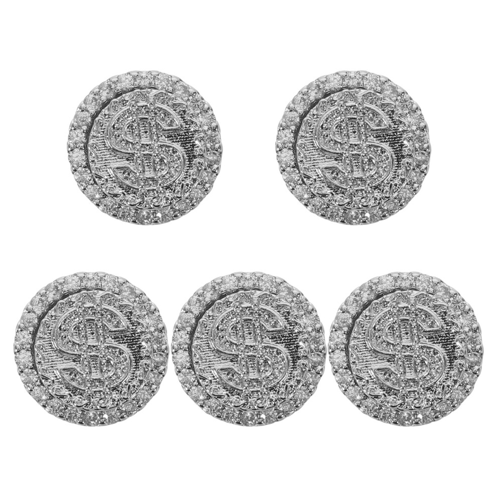 Iplusmile Silver 5Pcs Shiny Nail Rhinestones For Nail Art Metal Gems Diy Use