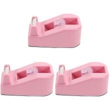 3St Kleine Roze Kunststof Tape Dispenser Bureauaccessoire Voor Thuis