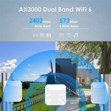 WiFi 6 AX3000 Dual-Band Long Range Outdoor AP with PoE and IP67 Waterproof 2.4GHz 5GHz Wireless AP Outdoor Router (US)