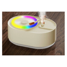 Tourne-Disque Portable USB Rétro, Humidificateur D'Air à Brume Fraîche, Diffuseur D'Huiles Essentielles et D'Arômes avec LED