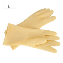 Latex Liquid Proof Gloves Natural Latex Chemical Resistant Embossed Grip Anti Skid Pattern Reusable Gloves for Dishwashing Cooking Cleaning (Pair)