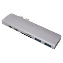 Hub USB Type C avec ports HDMI et USB, et lecteur de carte SD. Design unique. Double lecture vidéo 4K haute résolution. Chargement ultra-rapide